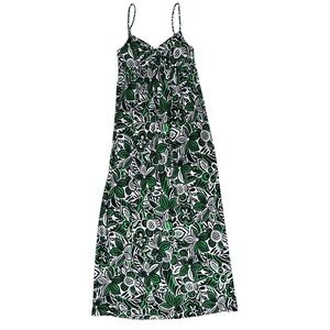 VTG Nine west floral tropical print spaghetti strap maxi dress safari boho y2k